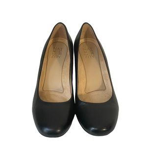 Naturalizer Black Leather Whitney Comfort Block Heel Pump Slip On Shoe Sz 9.5 W
